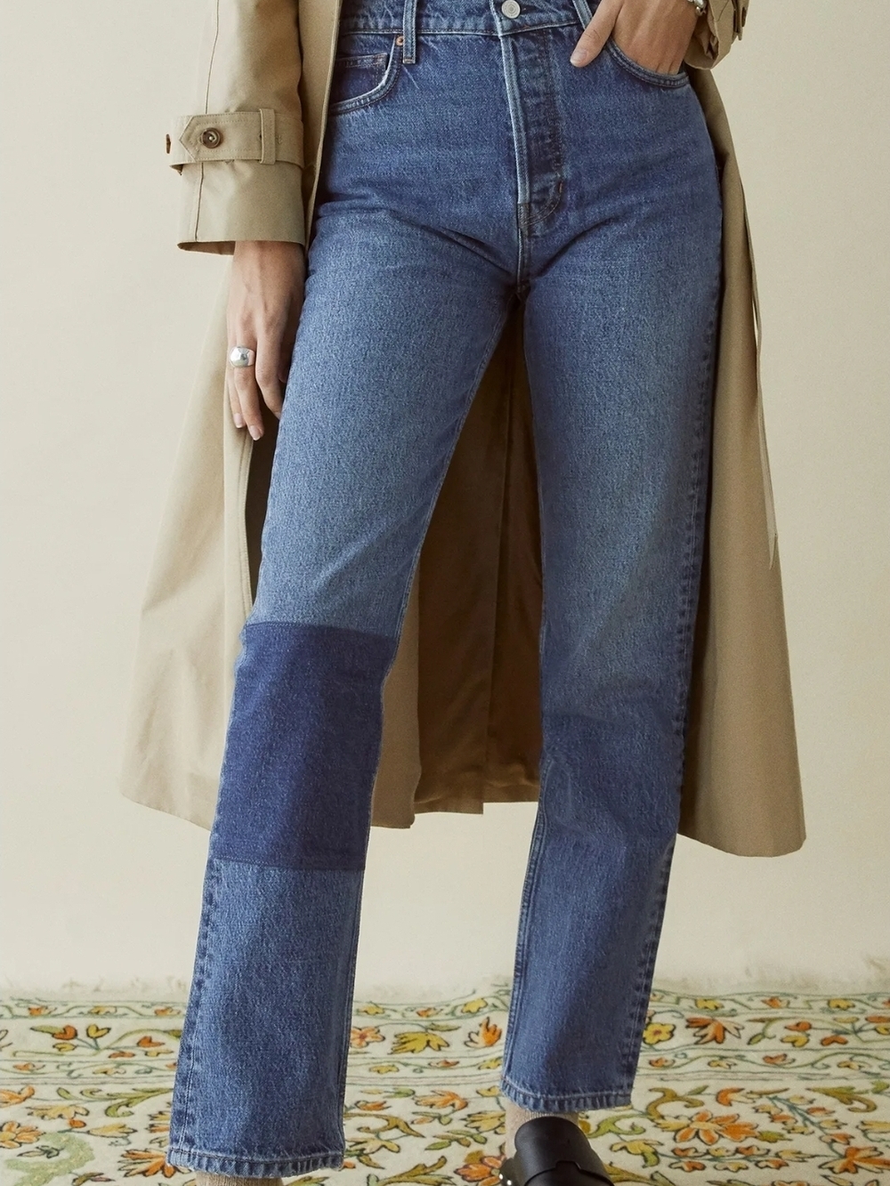 Reformation Straight Leg Jeans with Patch Detail